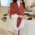 thumbnail image 4 of Fgnfyis Women Fashion Solid Hollow Out Leather Buckle Cape Cloak Warm Decorative Big Triangle Scarf Red One Size, 4 of 4
