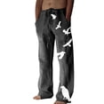thumbnail image 1 of toraway Pantalon Cargo Homme Extensible Coton et Lin Imprimé Poche en Lin Lacets Grande Taille Mode Décontracté L, 1 of 4