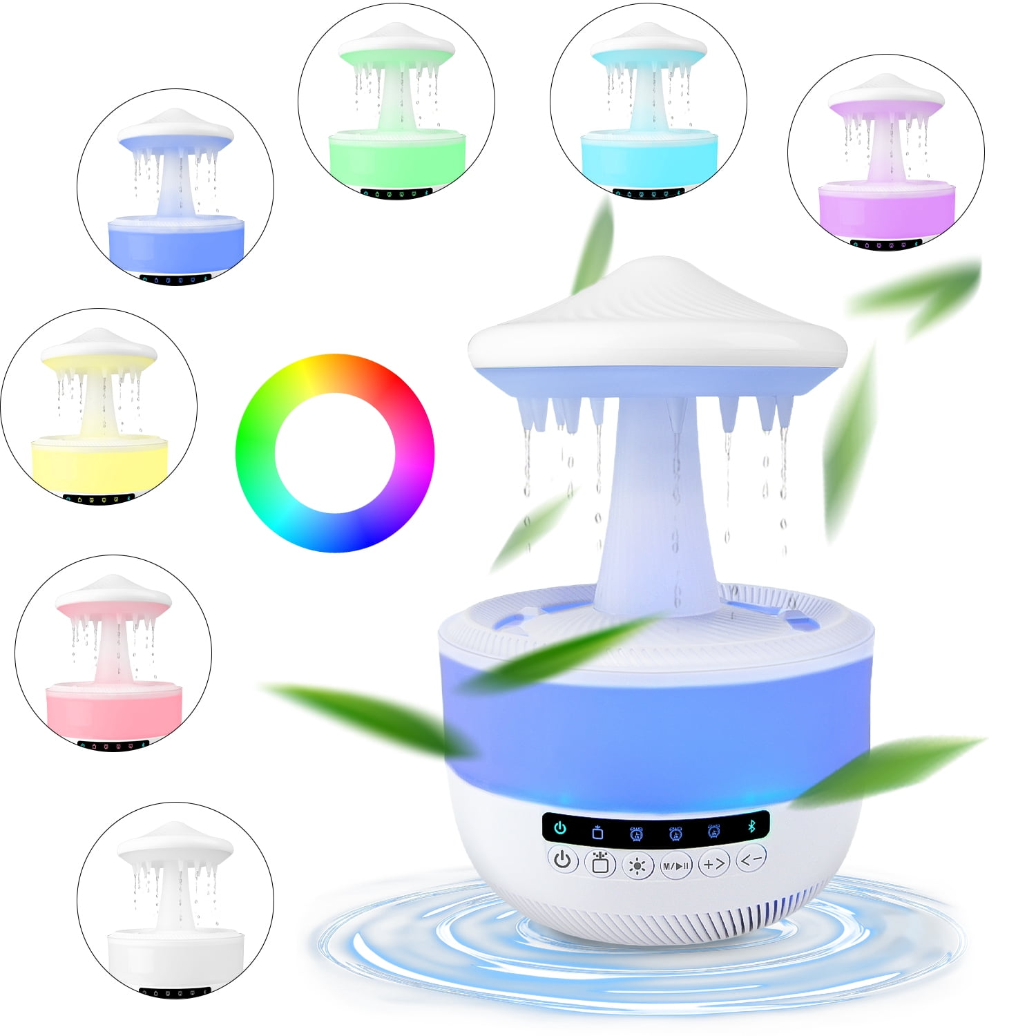 Humidifier for Bedroom,HopePow 12Hrs Cool Mist Top-Fill Ultrasonic Humidifiers with Night Light and Bluetooth Speaker Rain Cloud Humidifier Water Drip Diffuser Ultra Quiet Humidifier for Home,Room