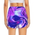 thumbnail image 2 of Lsque Swirl Print Blue Purple1 Printed Women's Running Shorts with Liner Pockets,Elastic Quick Dry Workout Athletic Gym Yoga Shorts,Womens High Waist Shorts-X-Large, 2 of 9