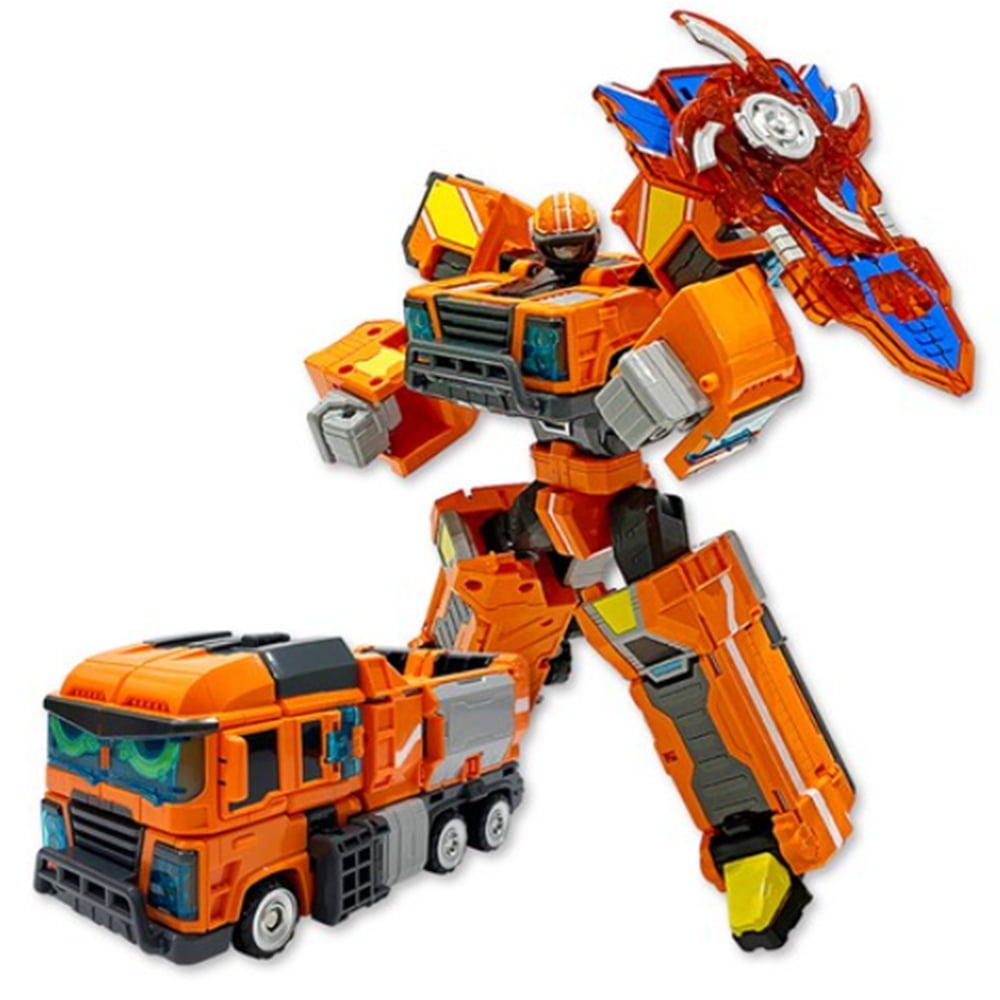 Metal Cardbot S Mega Trucker – Transforming Robot Dump Truck Toy with Card and Mega Protector