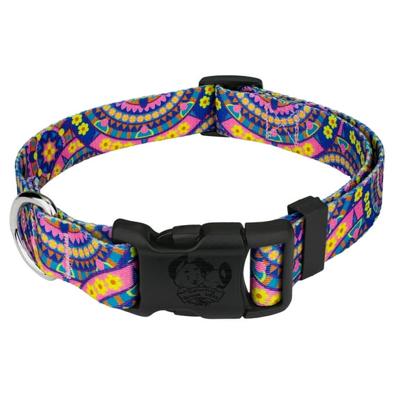 Deluxe Blue Boho Mandala Dog Collar - Made in The U.S.A.