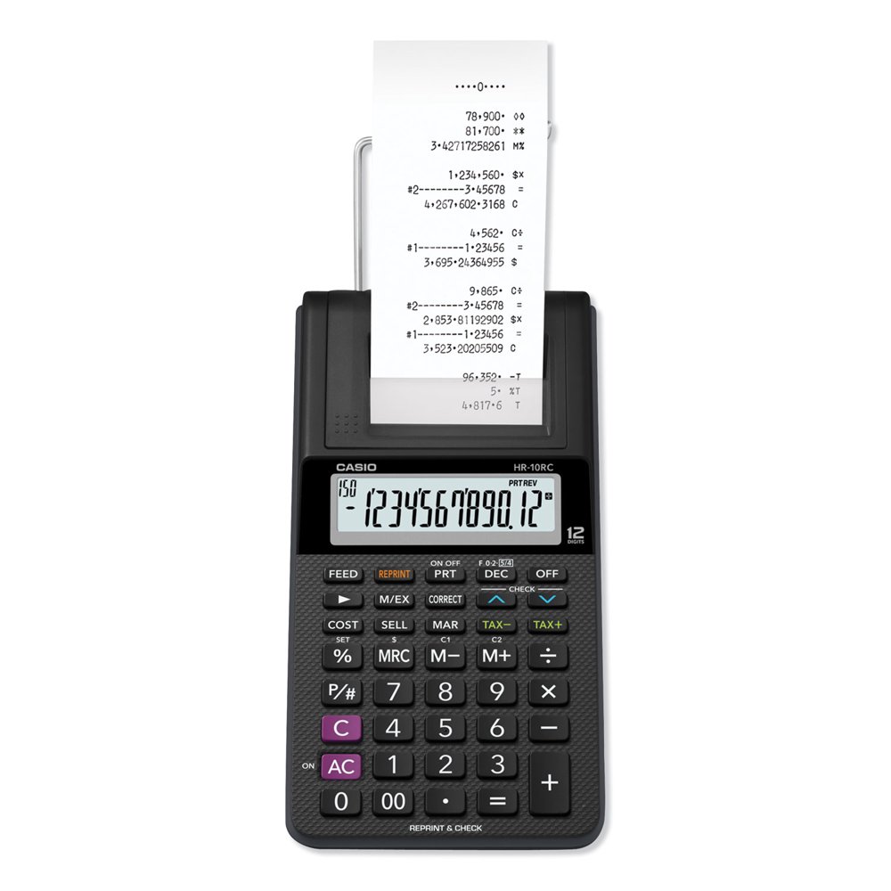Casio HR10RC Printing Calculator, 12Digit Display, Black Walmart