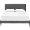 thumbnail image 5 of Modern Contemporary Urban Design Bedroom Full Size Platform Bed Frame, Fabric, Grey Gray, 5 of 5