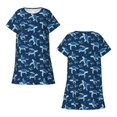 thumbnail image 3 of Womens Pajamas Funny Print Long Sleeve Sleep Dress Home Plus Size Robes for Women,Dark Blue,M, 3 of 6