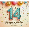 thumbnail image 4 of Sparkling 14th Birthday Backdrop Banner with Glittery Stars and Swirls Happy Birthday Party Decorations Photography Props Party Supplies Background, 4 of 7