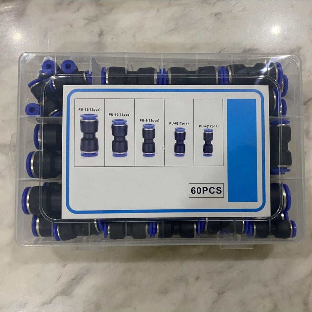 60Pcs Quick Connect Air Hose Fittings Kit 5/32" 1/4" 5/16" 3/8" 1/2" Inch