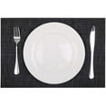thumbnail image 3 of Placemats Set of 6 Woven Vinyl Place Mats for Dining Table Wipe Clean Stain Resistant Table Mats Indoor Outdoor (6, Black), 3 of 6
