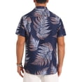 thumbnail image 3 of INSPIRE CHIC Men's Short Sleeve Button Down Camp Collar Leaf Print Hawaiian Shirts XL Dark Blue, 3 of 5