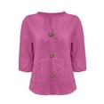 thumbnail image 4 of ShiShine Womens Button Down Shirts Half Sleeve Blouses Plus Size Dressy Casual Solid Color V Neck Tops, 4 of 6