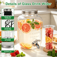 thumbnail image 5 of 1 Gallon Glass Drink Dispensers for Parties, TAIMASI Beverage Dispenser with Stand & Ice Cylinder, Leakproof Lemonade Drink Dispenser for Sun Tea, Homemade Juice, 5 of 8