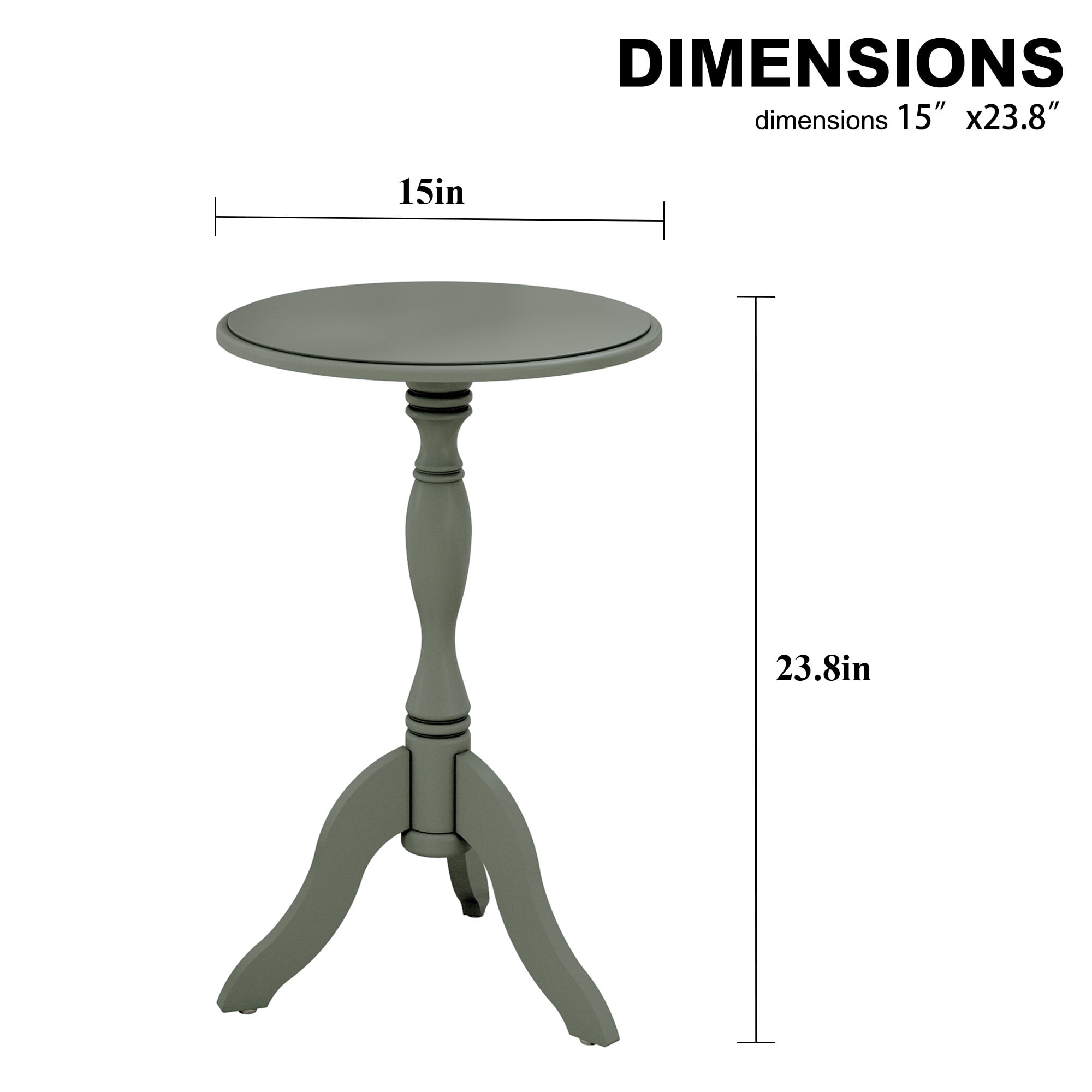 HLR Round Small End Table, Wooden Pedestal Side Coffee Tables, Vintage Accent Nightstand for Living Room, Bedroom, Entryway (2, Green)