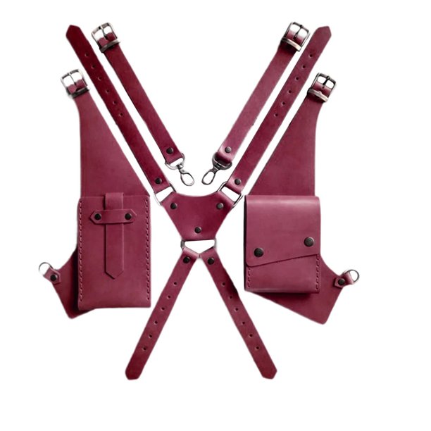 Bolso de hombro Steampunk con arnés, soporte para teléfono de PU, bolsillo tipo para pesca callejera