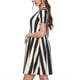 thumbnail image 2 of Fotbe Black And White Thick Stripes Vestido Largo de Moda para Mujer, Vestido Tipo Camiseta con Manga Corta y Estilo Casual a Rayas y Bloques de Color, 2 of 6