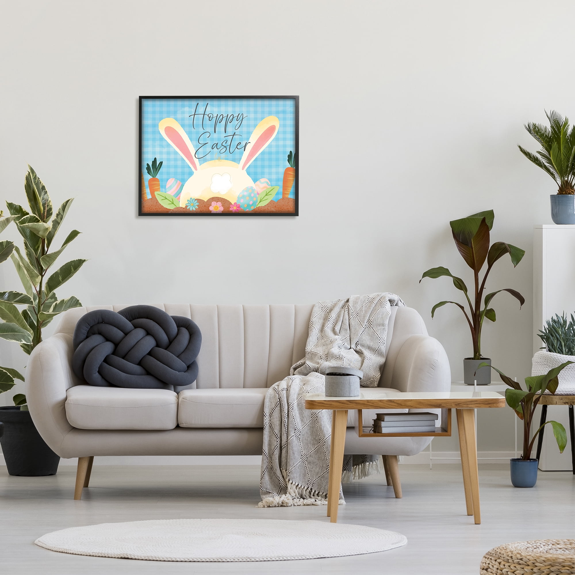 Stupell Happy Easter Spring Carrot Garden Holiday Painting Black Framed Art Print Wall Art