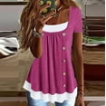 thumbnail image 2 of Fesfesfes Athletic Shirts Womens Summer Casual Solid Color Round Neck Short Sleeve Tops Loose Blouses Short Sleeve Athletic Shirt Women 12(XXL), 2 of 6
