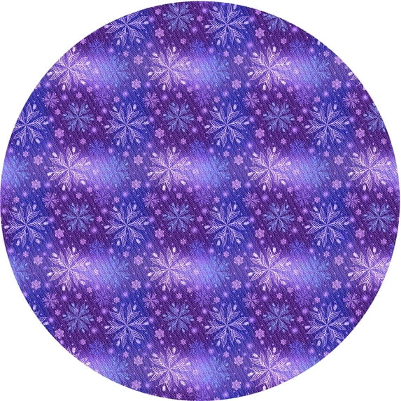 Ahgly Company Machine Washable Indoor Round Transitional Purple Daffodil Purple Area Rugs, 5' Round