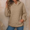 thumbnail image 2 of Women Tunic Tops Winter Fall Loose Fit Hooded Long-sleeved Cap Drop Shoulder Hoody Graphic Hoodie Cotton Hoodies Hoodie(Khaki,L), 2 of 6