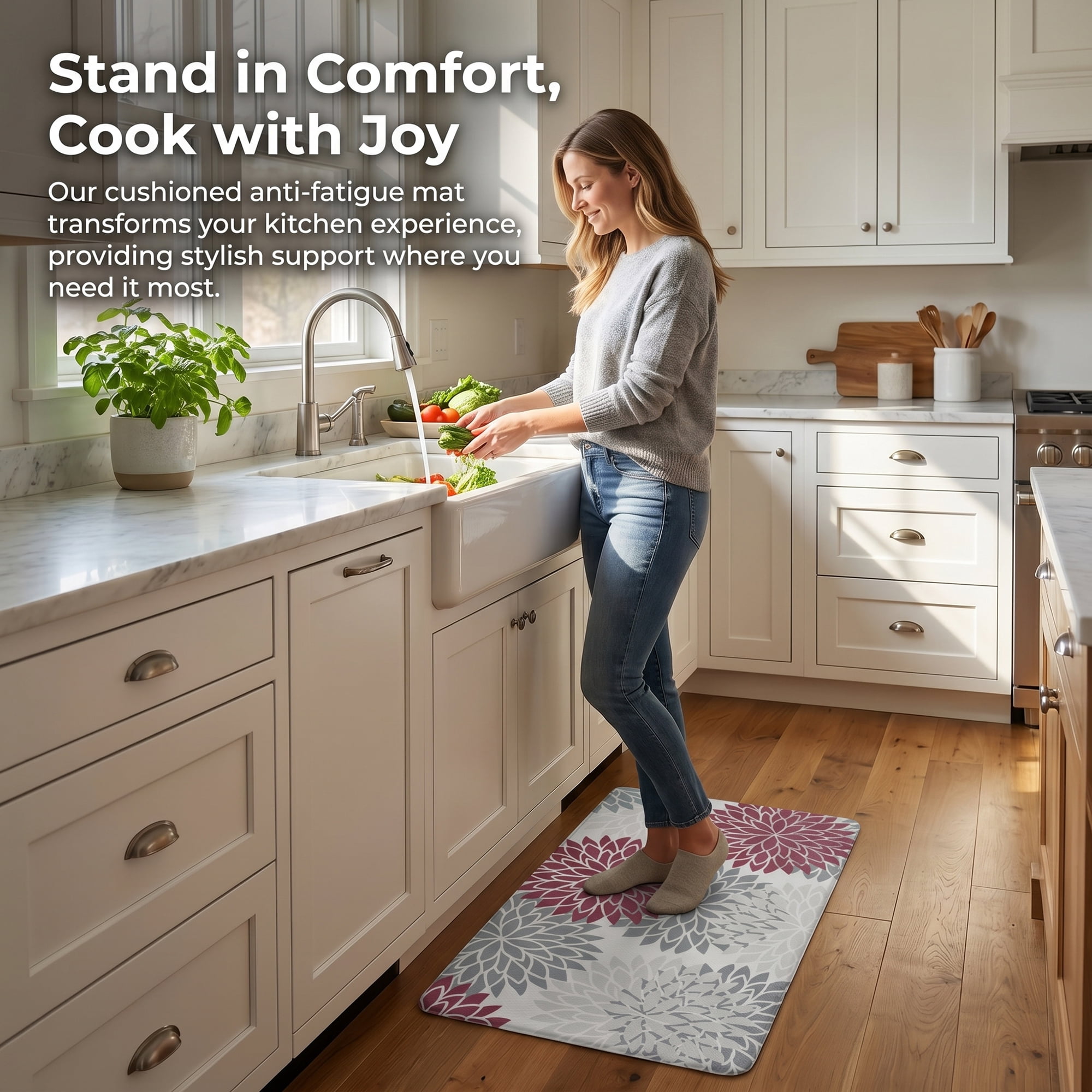 Unique Bargains Ergonomic Kitchen Mats Red 30" x 17"