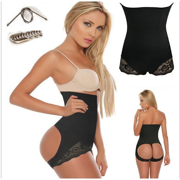 Pantalones moldeadores de cintura alta sin costuras que levantan el abdomen y las caderas Pantalones moldeadores de cintura con cinturón y encaje Ropa interior moldeadora de talla grande con trasero