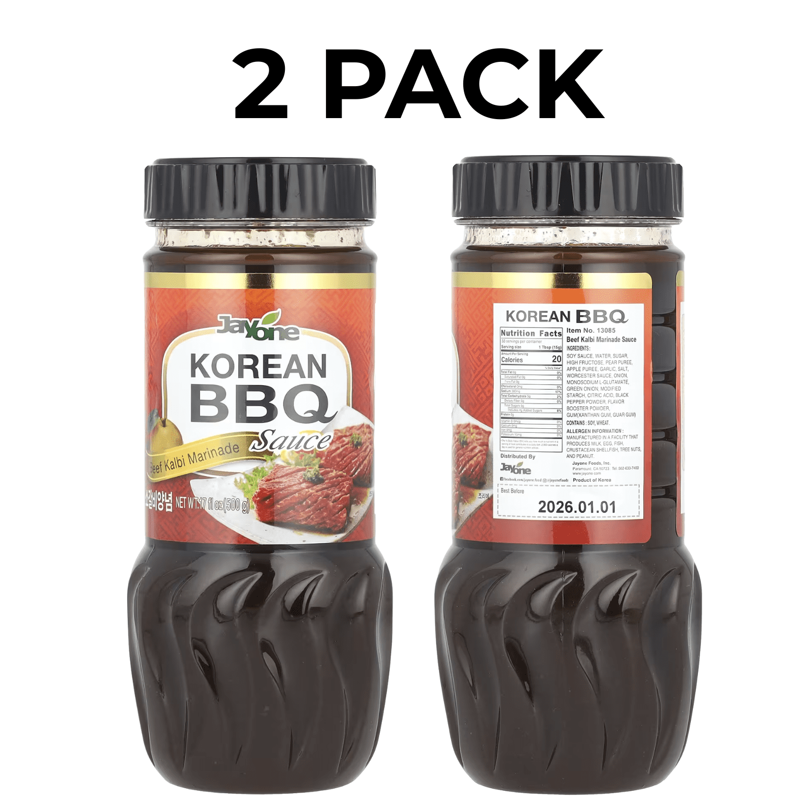 Jayone Korean BBQ Sauce Beef Kalbi Marinade 2 Pack 17 Oz