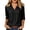 Black-1, variant on Womens V Neck Polos Cotton Shirts 3/4 Sleeve Collared Tops Business Casual Summer Work Trendy Loose Fit Basic Tees
