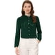 thumbnail image 1 of Camisa elegante Allegra K de manga larga con cuello de pajarita y puntada en contraste Verde XL, 1 of 4