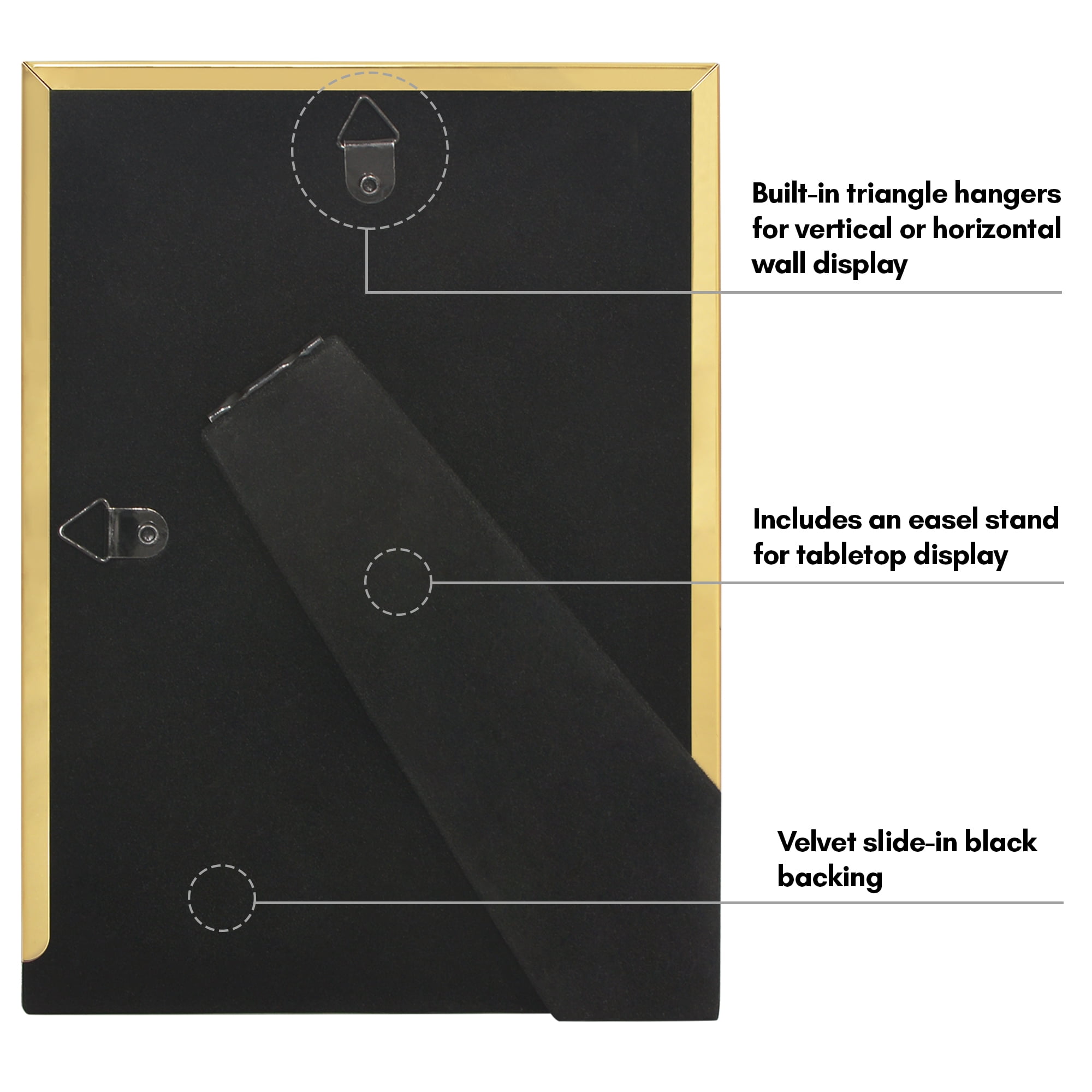 Americanflat 5x7 Picture Frame with Shatter-Resistant Glass Metal Rope Style Textured Detailing Modern - Gold