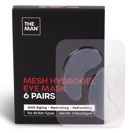 The Man Men's Hydrogel Eye Patches - Cooling, Hydrating, Firming for Dark Circles, Puffiness, Wrinkles - Anti-Aging Gel with Hyaluronic Acid & Collagen - 6 Pairs
