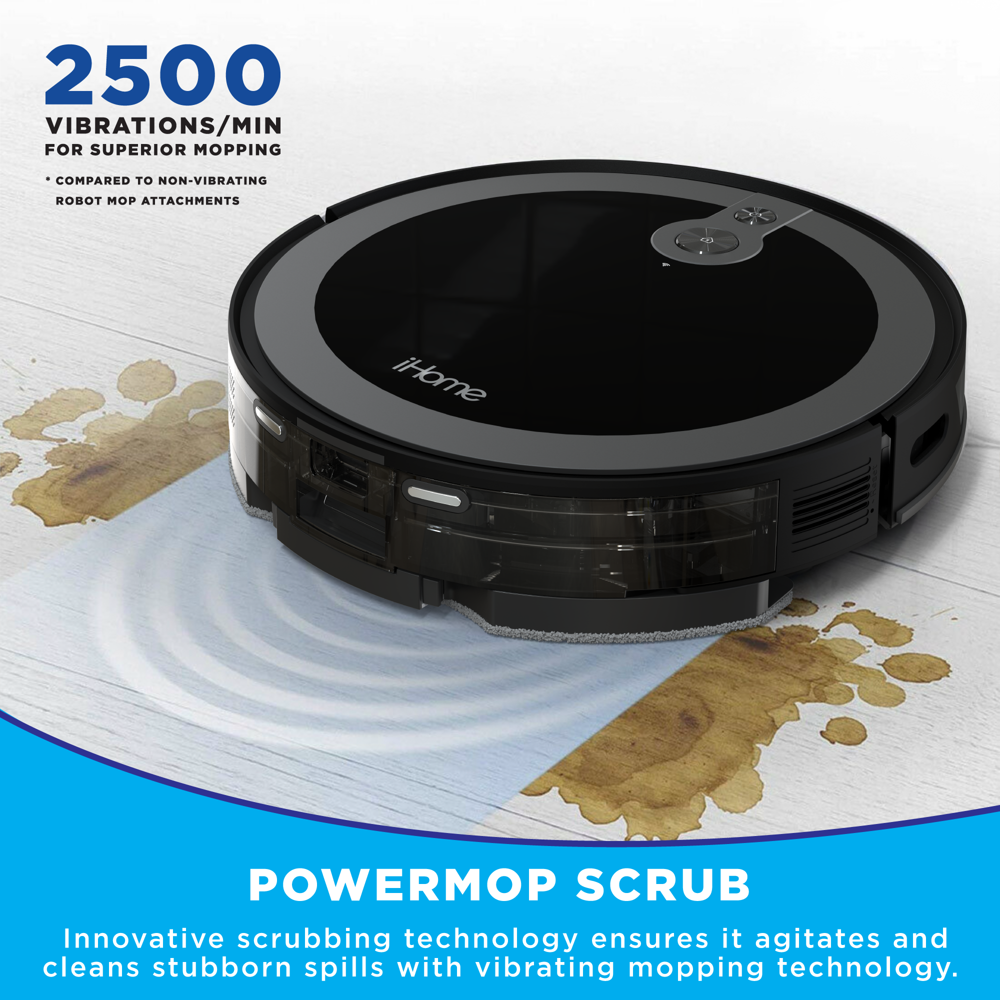 iHome AutoVac Luna 2-in-1 Front LIDAR Robot Vacuum and Vibrating Mop, Strong Suction - image 3 of 10
