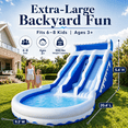 thumbnail image 3 of 20.6 FT Large Inflatable Water Slide with Dual Slides, Splash Pool & Air Blower, Summer Backyard Water Park for Kids, Blue, 3 of 11