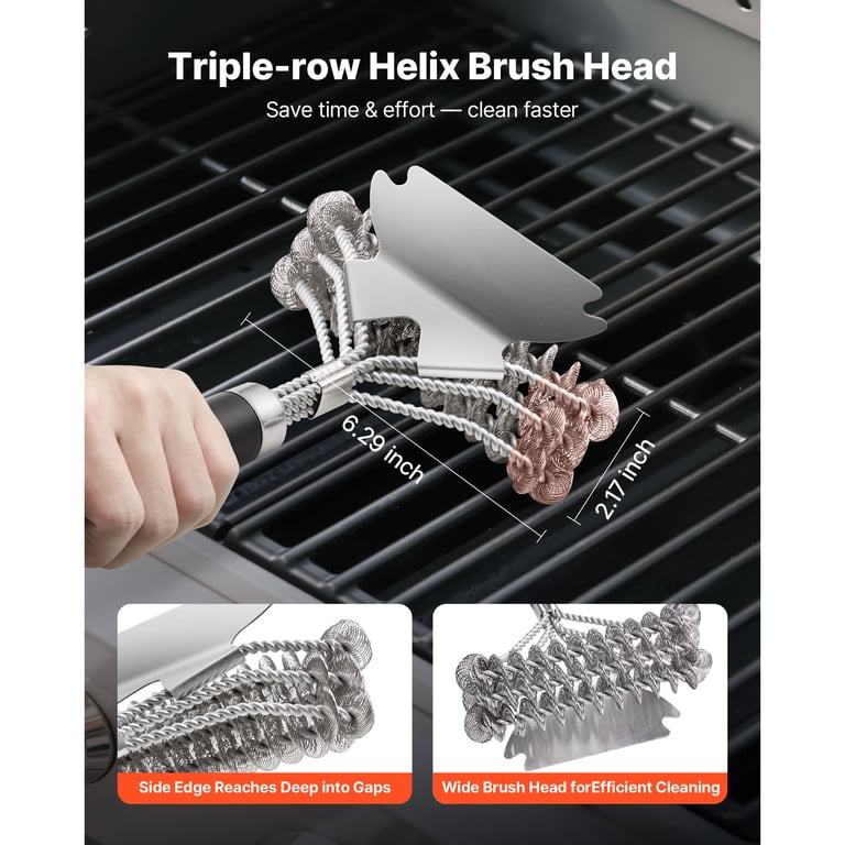 KFFKFF Grill Brush and Scraper, Stainless Steel, 17 In photo 4
