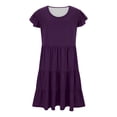 thumbnail image 6 of Jalioing Womens Plus Size Short Dress Summer Short Sleeve Sundress Ruffle Mini Dresses, 6 of 7
