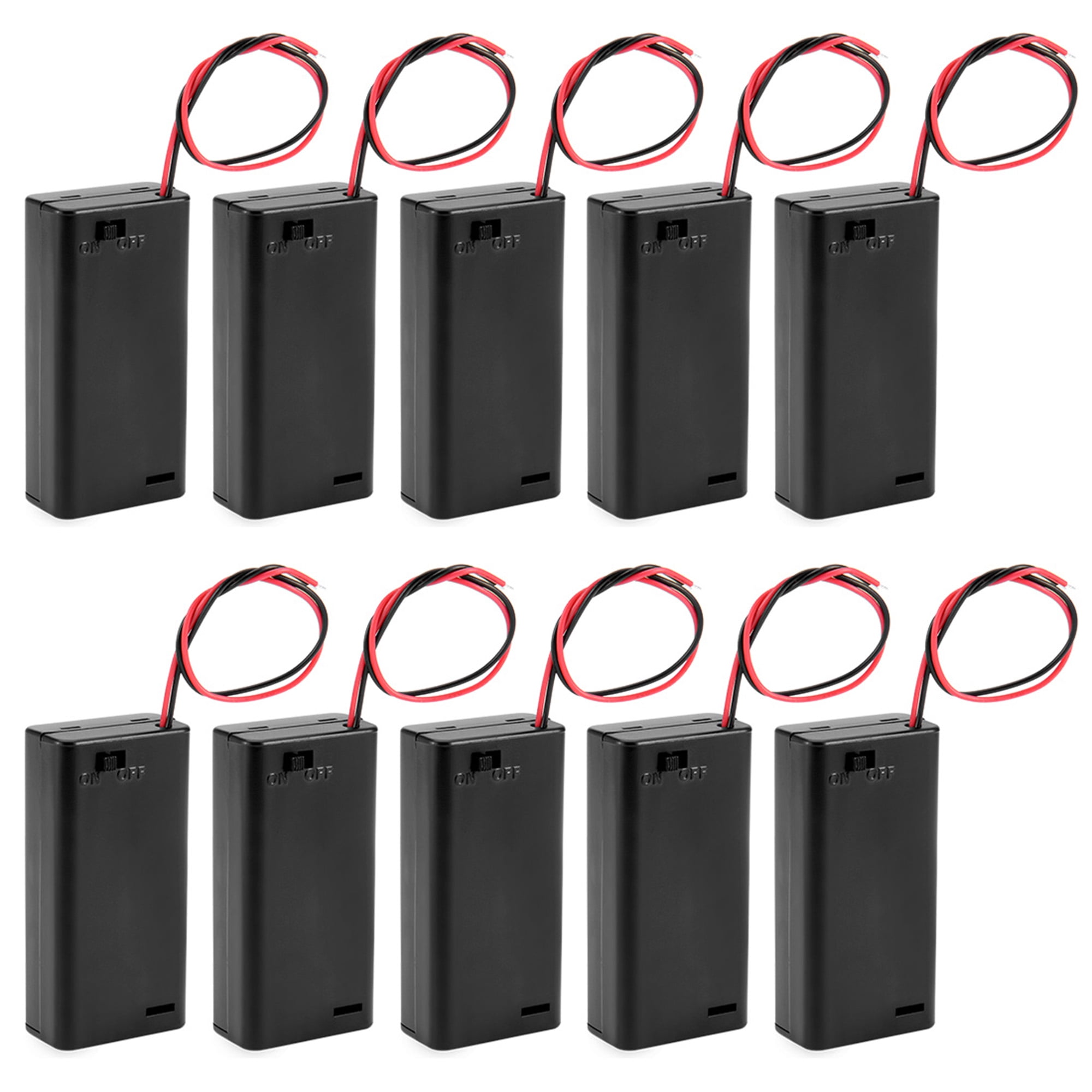 uxcell 4.5V Battery Holder Case Storage Box 3 x 1.5V D Batteries Wire Leads 10Pcs