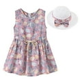 thumbnail image 1 of Petites Filles Robe de Princesse Ensemble d'Été Mode Décontractée Robe Sans Manches + Chapeau de Soleil, 1 of 4
