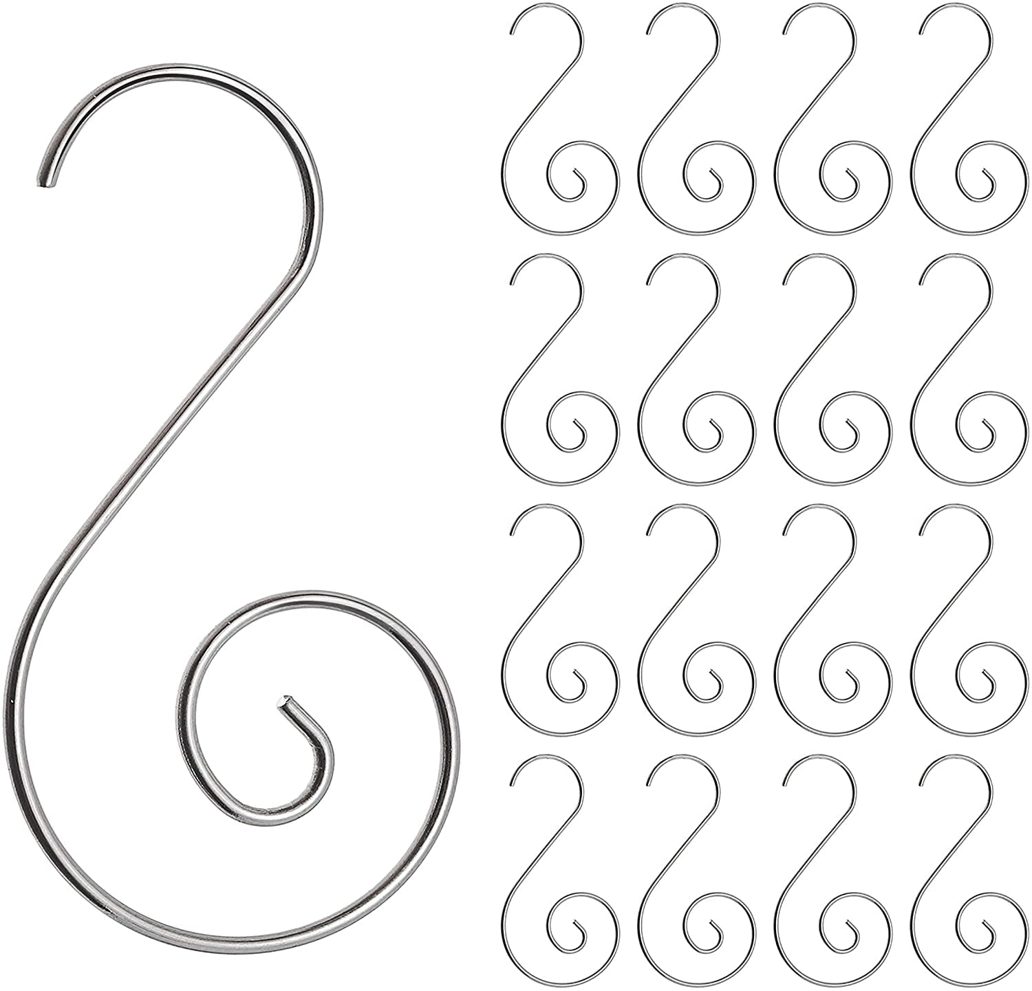 200 Pack Swirl Christmas Ornaments Hooks, Stainless Steel Christmas