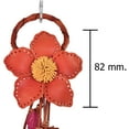 thumbnail image 5 of Vibrant Floral Tassel Orange Leather Bag Ornament or Keychain, 5 of 5