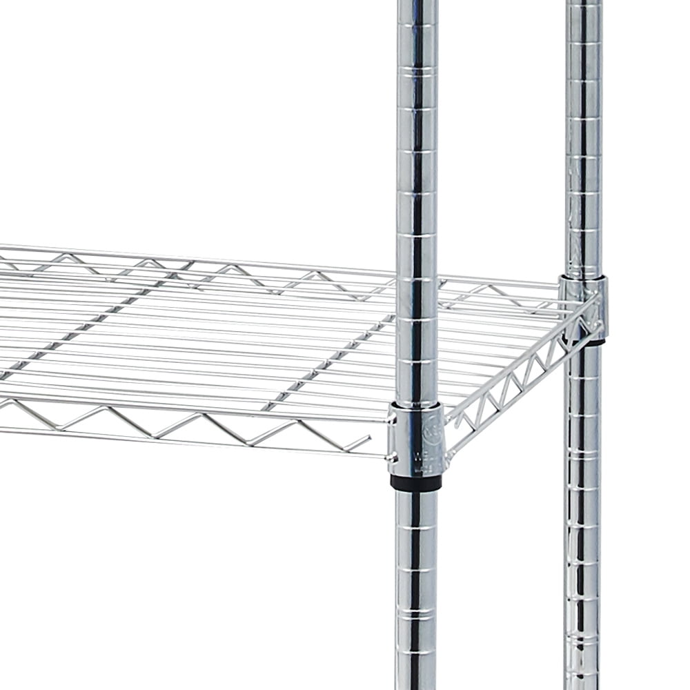 5-Tier Chrome Steel Wire Shelving Unit Commercial Grade Storage Rack with Caster Wheels Leveling Feet for Home Garage Warehouse Restaurant