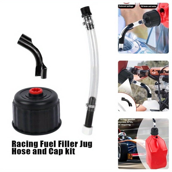 1Set Racing Fuel Jug Hose and Cap kit, Racing Fuel Jug Cap for VP Racing Fuel Jug 5.5 Gallon, Racing Fuels 3042 Replacement Jug Cap, Gas Can Spout Hose Bender