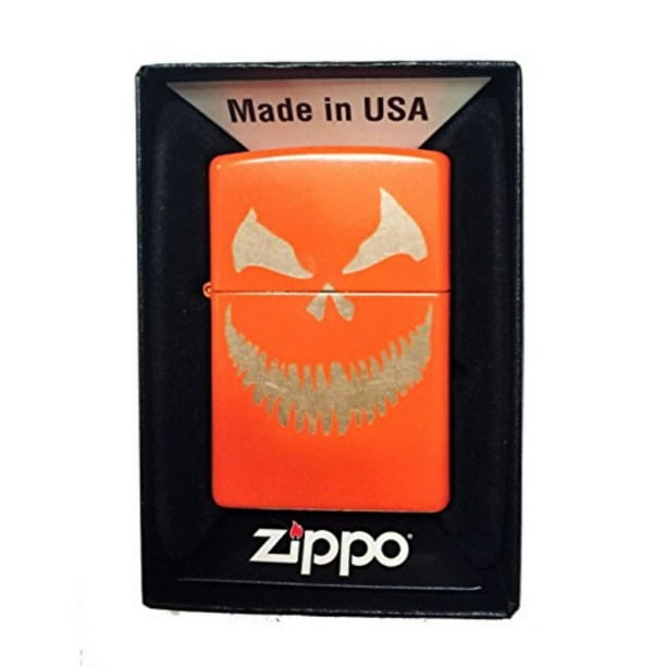 zippo custom lighter scary halloween jack o lantern evil smile