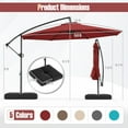 thumbnail image 3 of Gymax Parasol Suspendu Déporté de 10 Pi avec Base, Parasol Cantilever pour Patio, Rotation à 360°, Rouge, 3 of 8