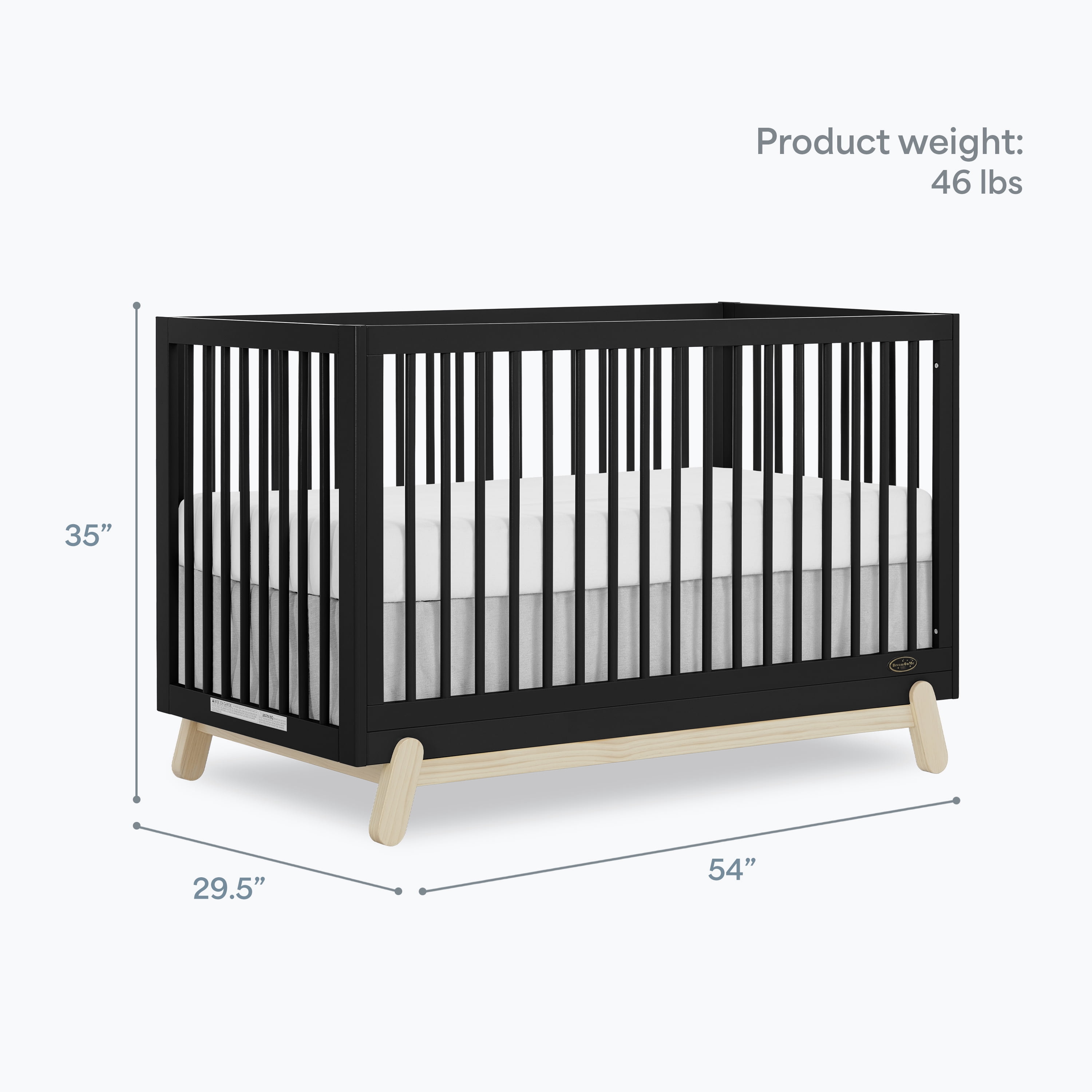 Dream On Me Hygge 5-in-1 Convertible Crib, Matte Black Vintage