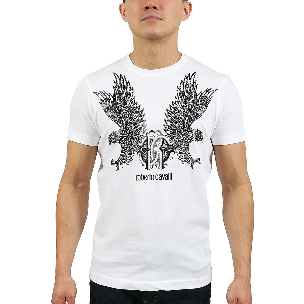 Roberto Cavalli - Roberto Cavalli White Eagle Logo Crewneck T-Shirt ...