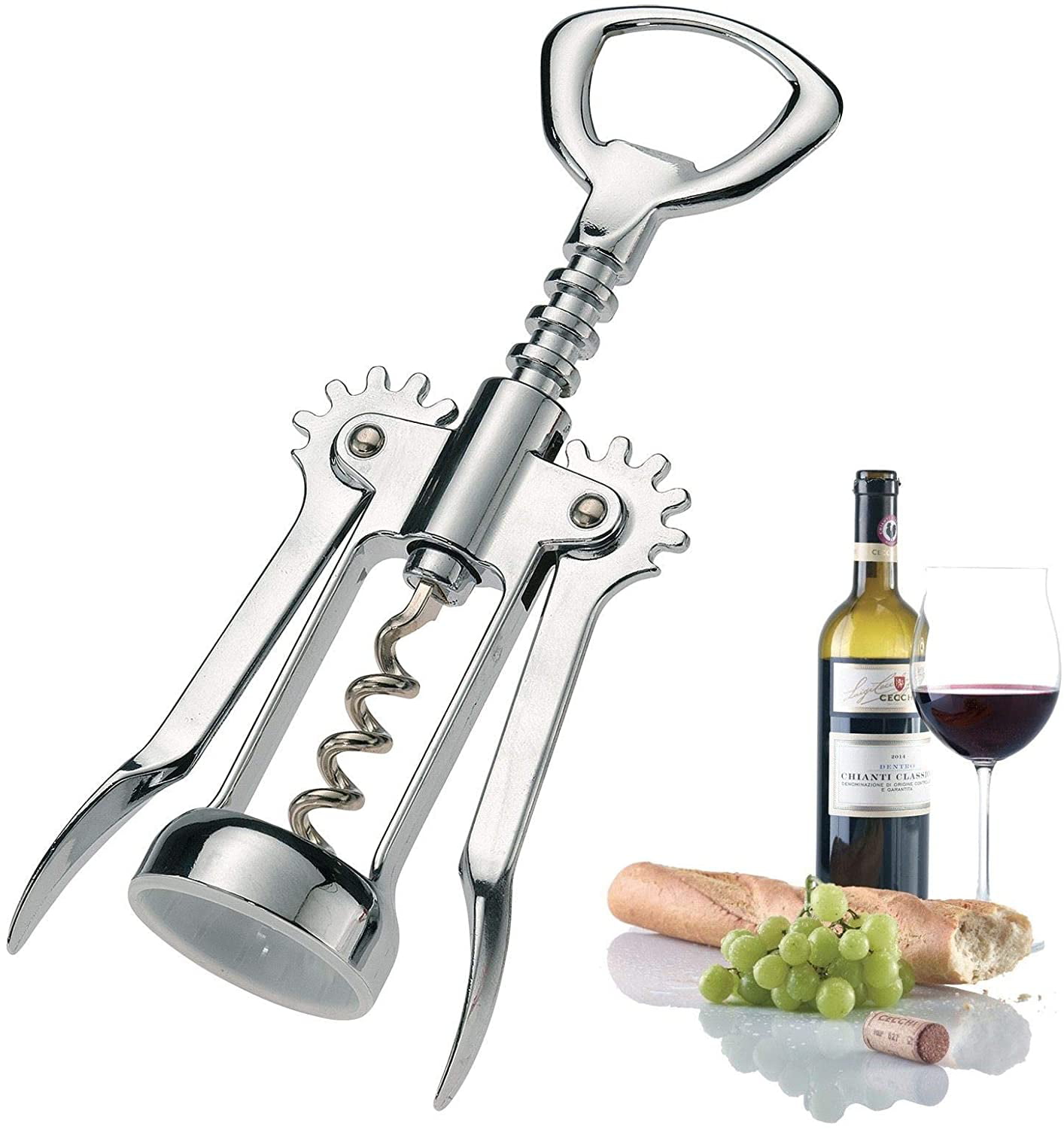 Brand New Chrome Plated Wine Beer Bottle Opener Wing Corkscrew With Steel Handle 
