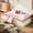 Pink+White, variant on Twin Size Upholstered Floor Bed with Fence, 2-Tier Steps and Smart LED Lights, Corduroy Toddler Bed Platform Bed Frame with Guardrails and Wood Slats