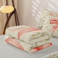 thumbnail image 5 of Manfei Cute Bow Zipper Twin Comforter Sets with Fitted Sheet and 2 Pillowcases,Rustic Plant Flower Zipper Bedding Set,Light Gray Reversible,4pcs, 5 of 7