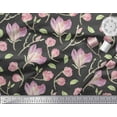 thumbnail image 1 of Soimoi Gray Rayon Fabric Leaves & Magnolia Floral Decor Fabric Printed Yard 42 Inch Wide, 1 of 3