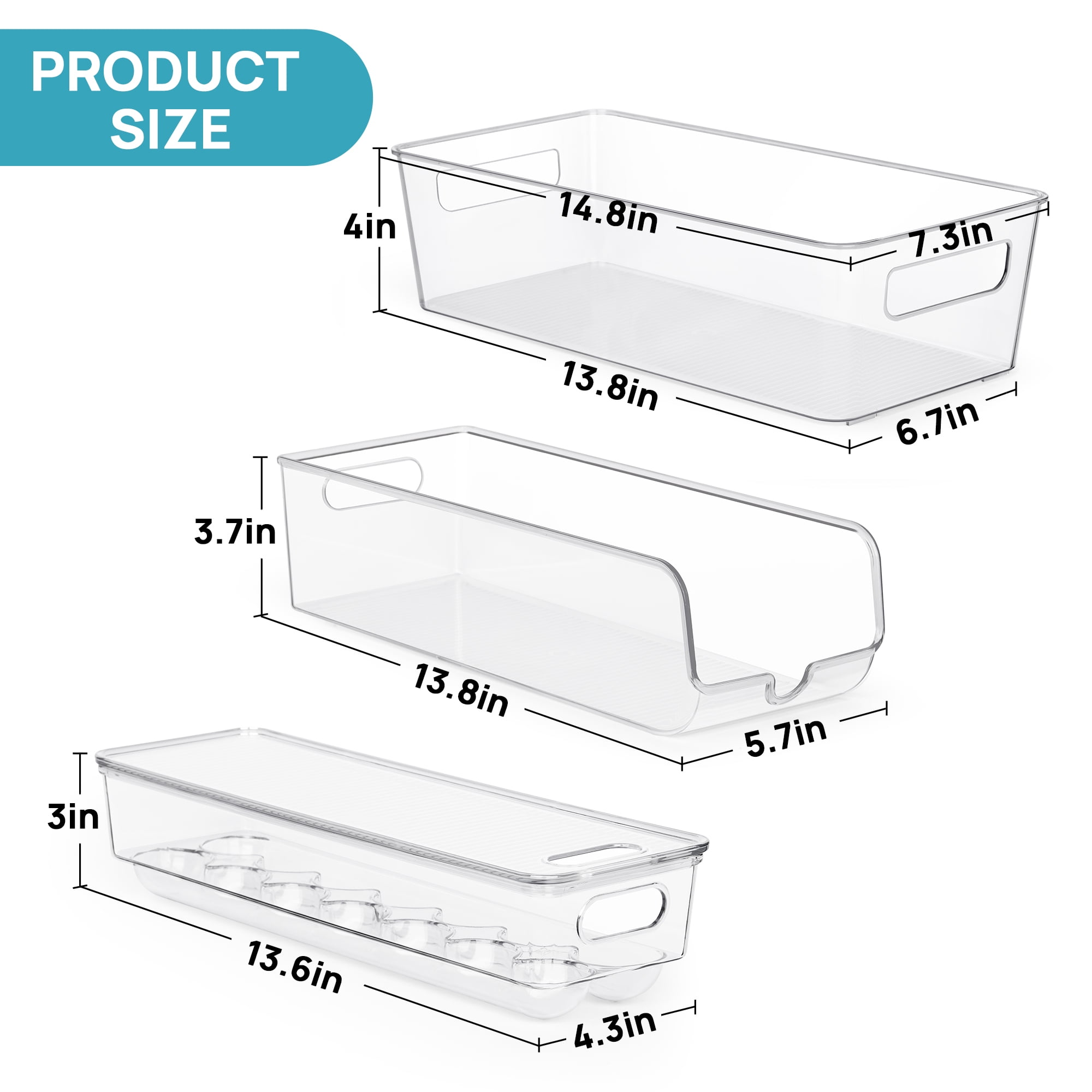Vtopmart Set of 10 Fridge Organizer, Refrigerator Organizing Bins with Handles, BPAFree Clear Plasti(图5)