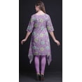 thumbnail image 4 of Bimba Purple Leaves & Flower Floral Printed Asymmetrical Kurti Tops For Women Indian Summer Dress Tunic X-Large, 4 of 6