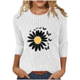 thumbnail image 2 of Jsaierl 3/4 Length Sleeve Womens Tops Plus Size Crew Neck Shirts Boho Graphic Petite Blouses Flowy Holiday Tunic Top S-2XL, 2 of 6